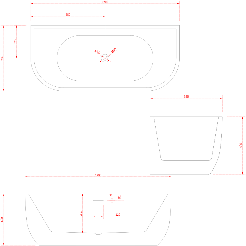 Отдельностоящая ванна Minotti Gloria 170*75