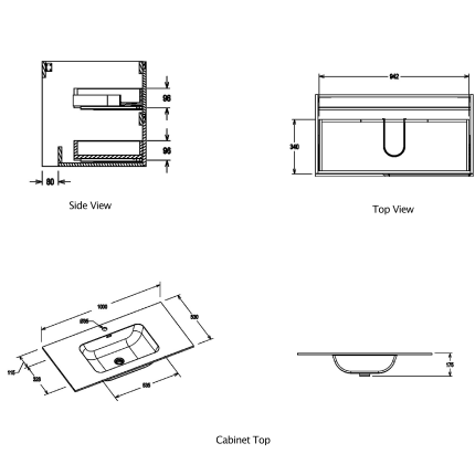 Тумба для ванной комнаты в комплекте с раковино Minotti Style 100см