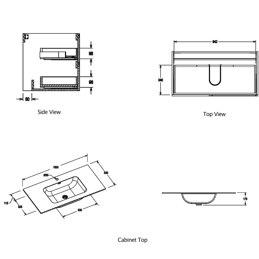 Тумба для ванной комнаты в комплекте с раковино Minotti Style 100см