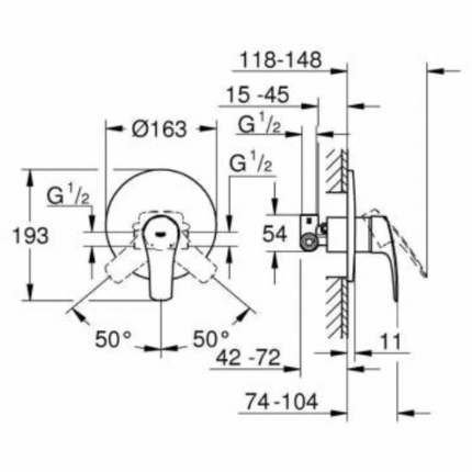 33556003 *Смеситель для душа скрытого монтажа GROHE Eurosmart, готовый комплект, хром