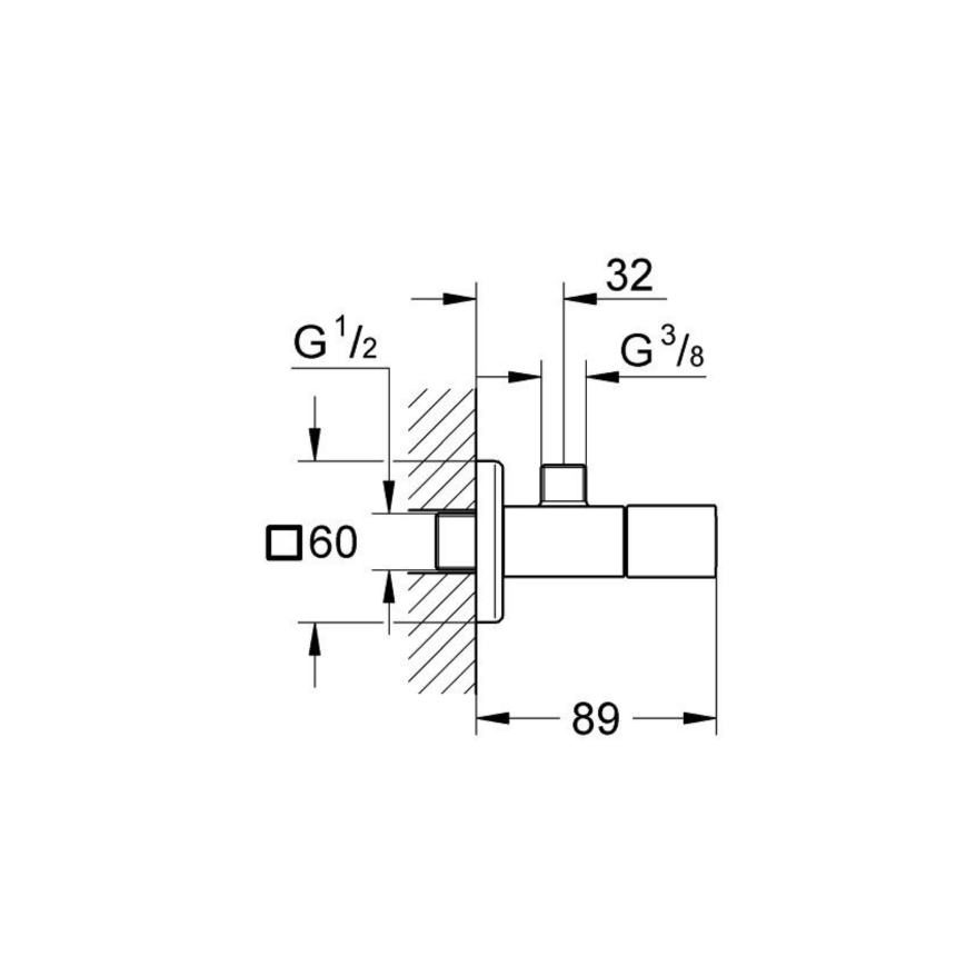 22012000 Угловой вентиль GROHE Cube 1/2-3/8 для подключения смесителей, хром