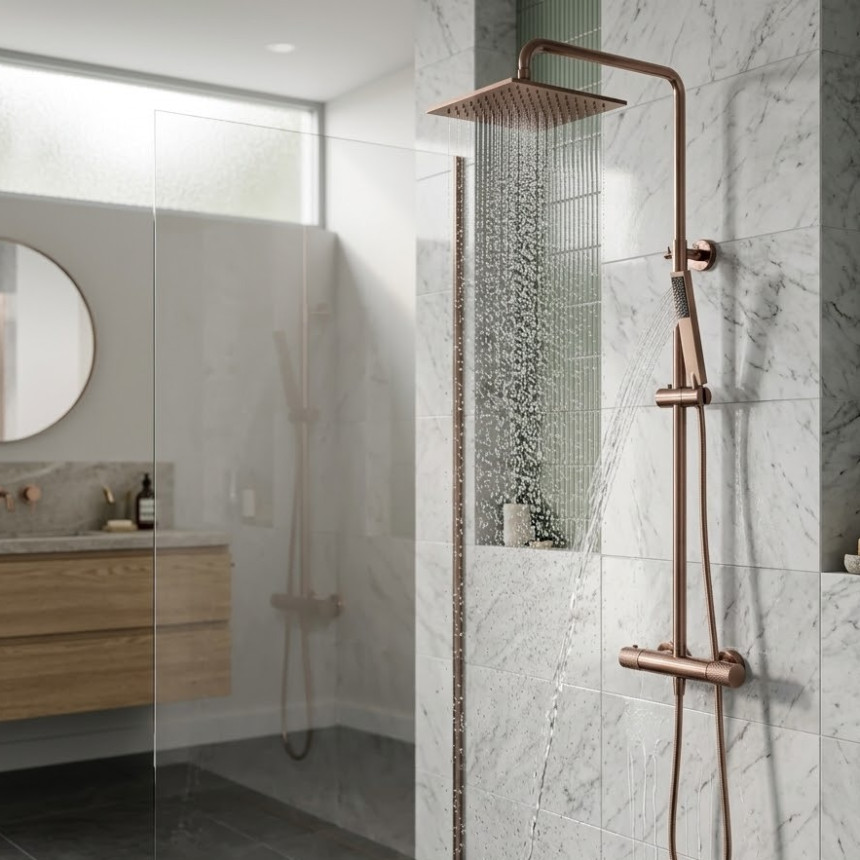Душевая система c термостатом Minotti Style brushed bronze