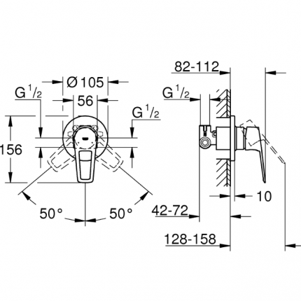 29042001 *Смеситель для душа скрытого монтажа GROHE BauLoop, готовый комплект, хром