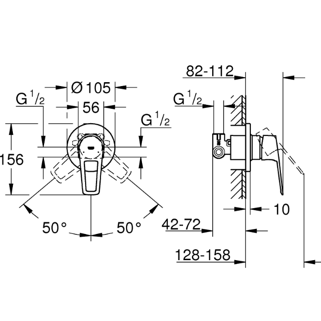 29042001 *Смеситель для душа скрытого монтажа GROHE BauLoop, готовый комплект, хром