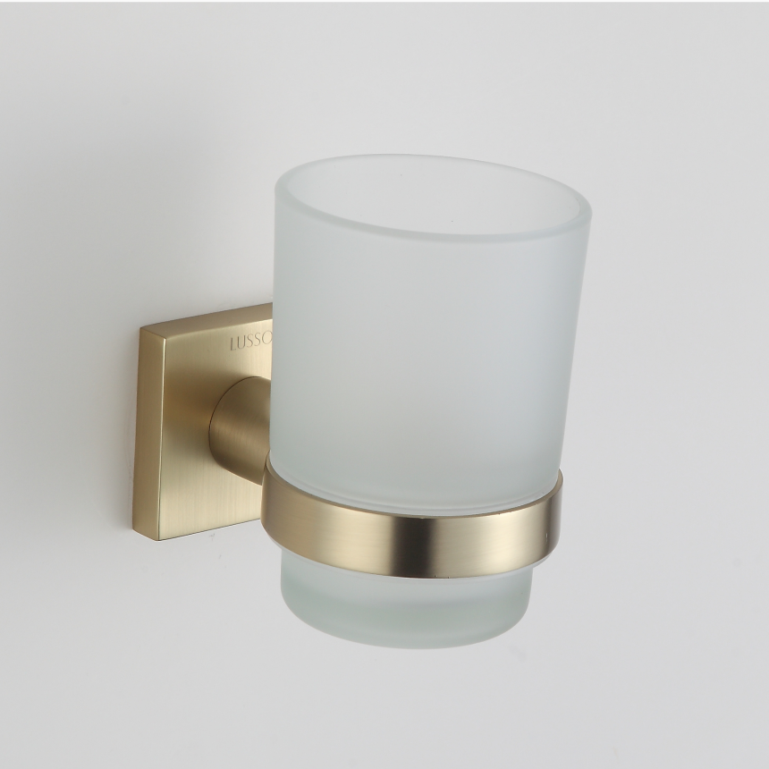 Стакан с держателем Minotti MattGold Cube