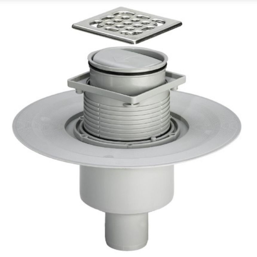 67107000 Трап Asua armatur 100x100 мм, с сухим затвором,решетка из нержавеющей стали SS304 прямой