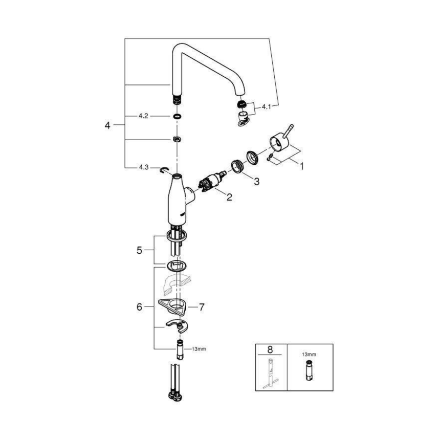30269000 Смеситель для мойки GROHE Essence+ с высоким изливом, хром