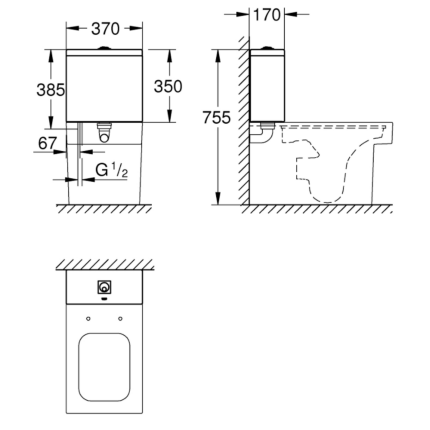 39490000 GROHE Cube Ceramica Бачок внешнего монтажа