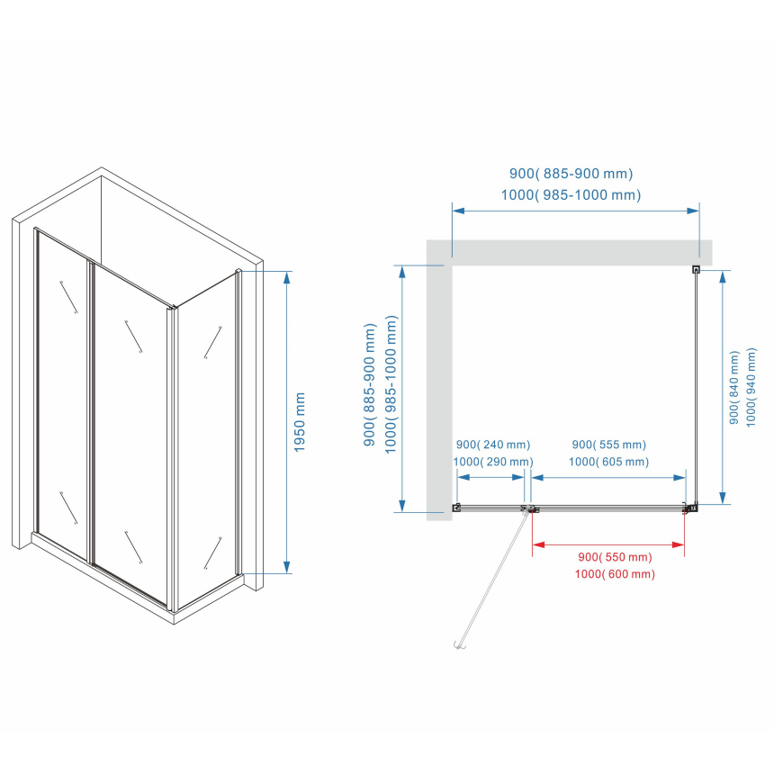Душевое ограждение Minotti Line 1000*1000 Black