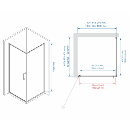 Душевое ограждение Minotti Latte 1000*1000 Сhrome