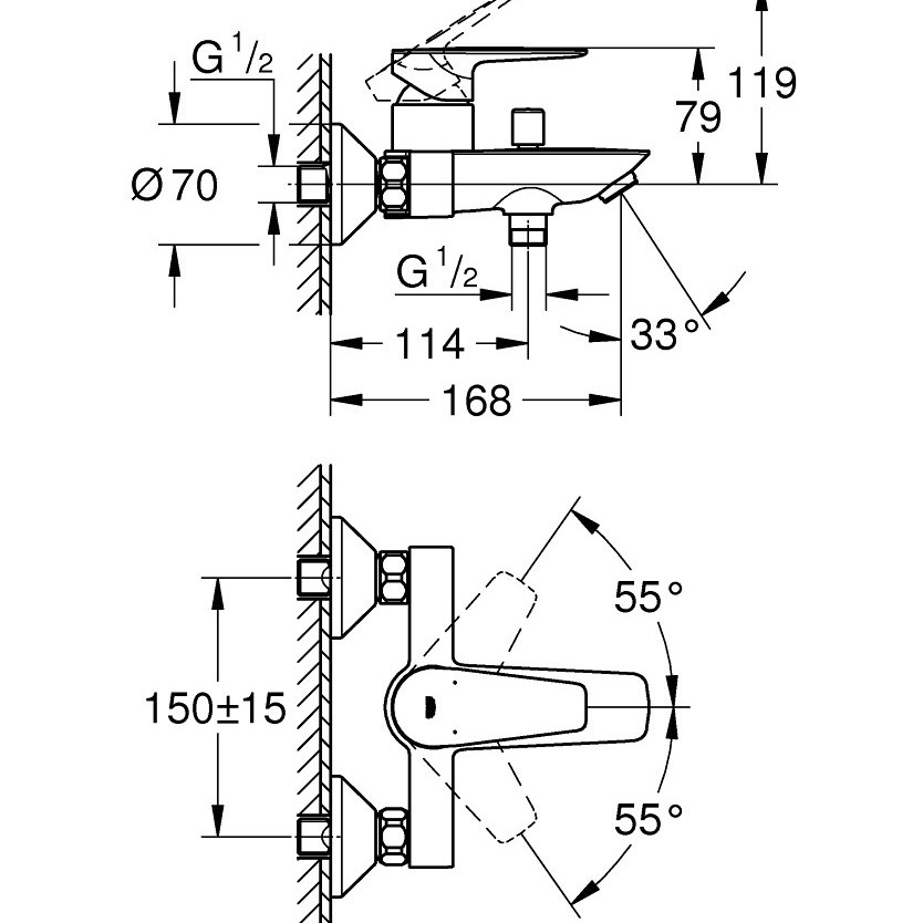 23604001 *Смеситель для ванны GROHE BauEdge, хром