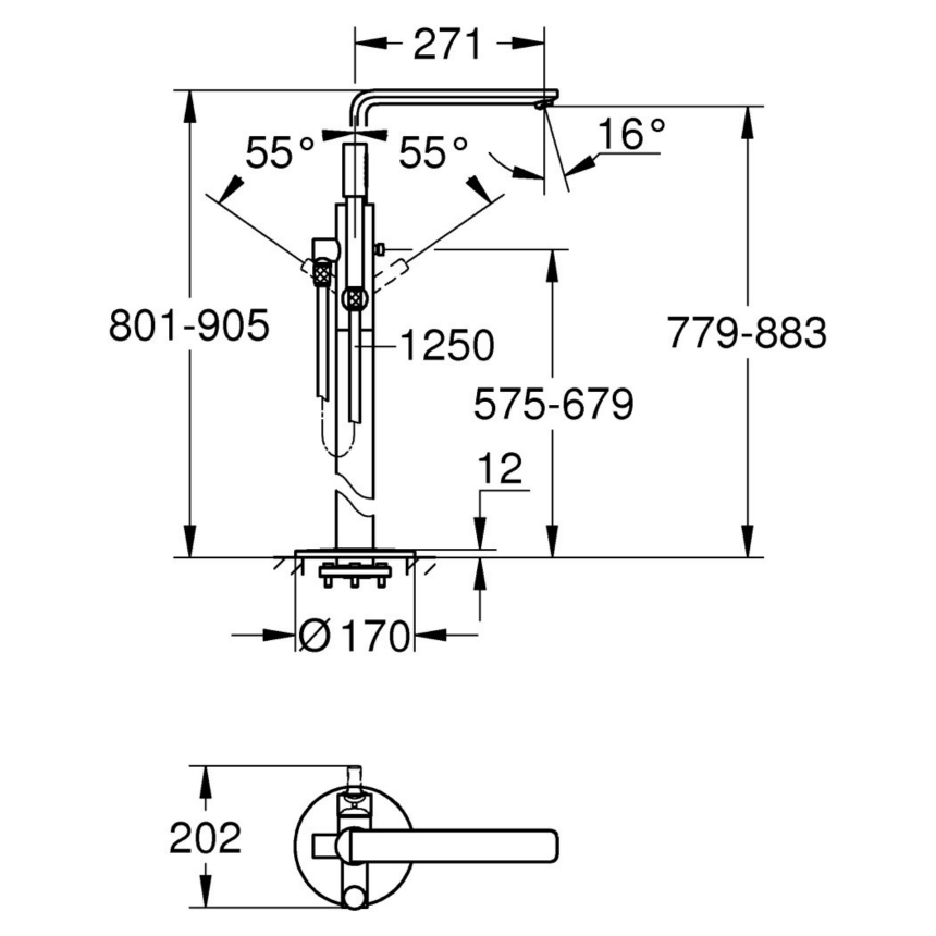 23792001 Смеситель для ванны GROHE Lineare, напольный, хром