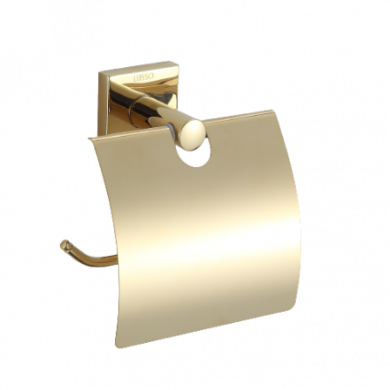 Бумагодержатель с крышкой LUSSO Gold Cube