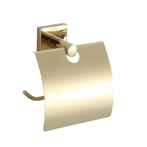 Бумагодержатель с крышкой LUSSO Gold Cube