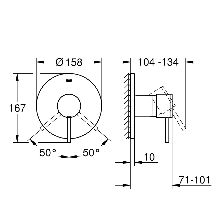 24065003 Смеситель однорычажный для душа GROHE Atrio New, круглая розетка, хром