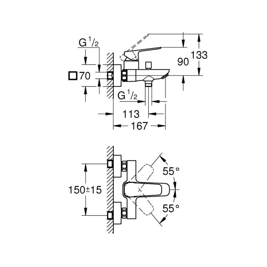 1018132430 *Смеситель для ванны GROHE Cubeo, матовый черный