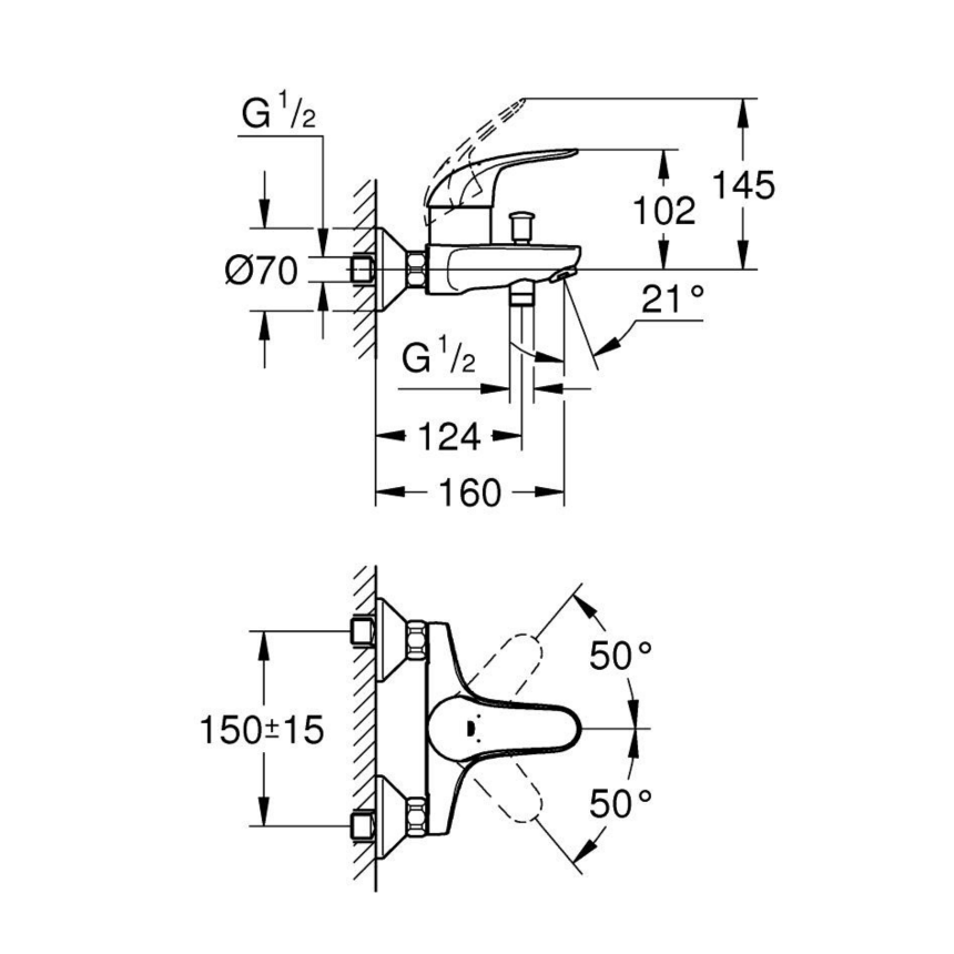 32743001 *Смеситель для ванны GROHE EuroEco, хром