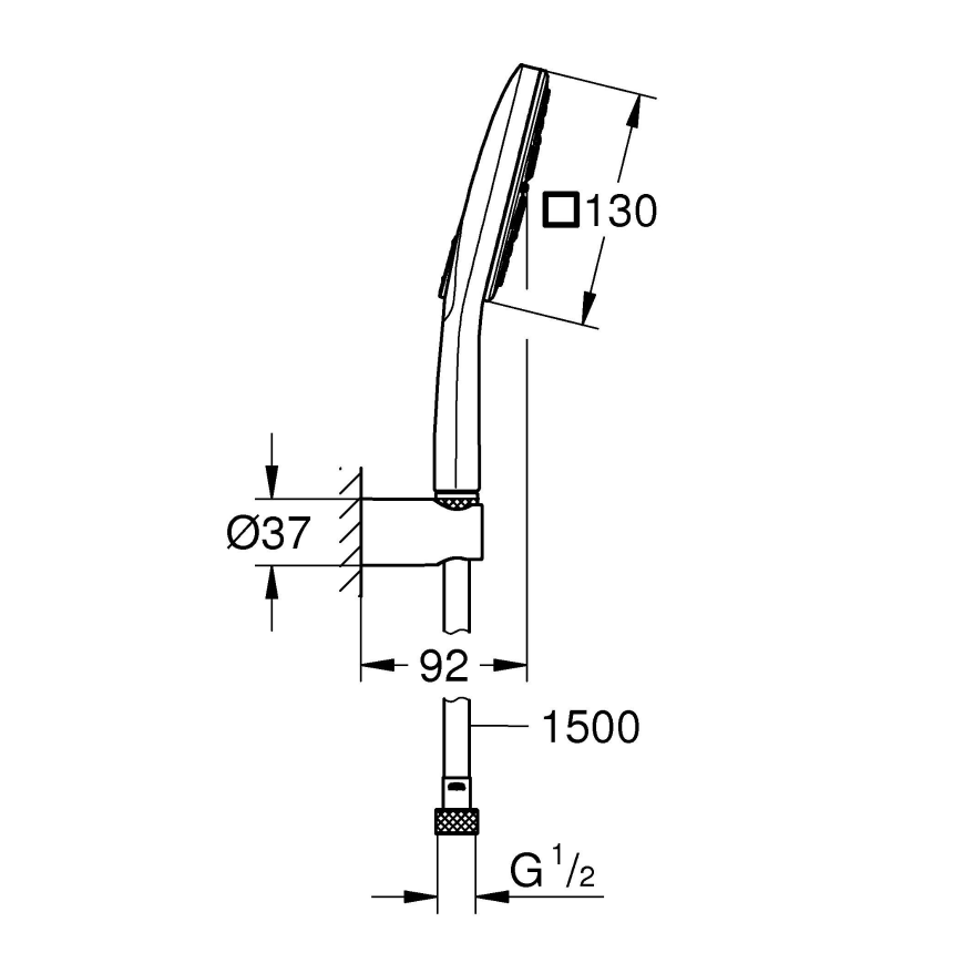 26589000 Набор для душа GROHE Rainshower SmartActive 130 Cube, 3 вида струи, хром