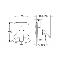 1017780000 *Внешняя часть смесителя для ванны скрытого монтажа GROHE Cubeo, хром