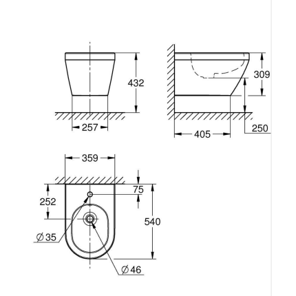 102487SH00 *Биде подвесное GROHE Euro Ceramic, альпин-белый
