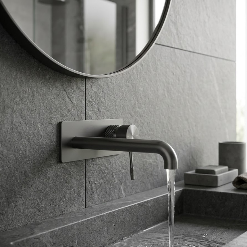 Смеситель скрытого монтажа для раковины на два отверстия Minotti Style gun metal