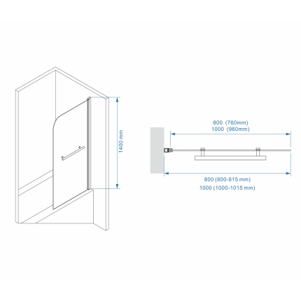 Шторка для ванны Minotti Classic с держателем 800*1400 chrome