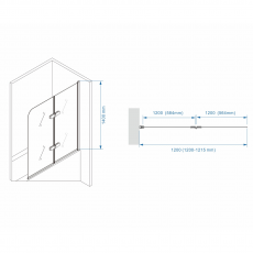 Шторка для ванны Minotti Classic двойная 1200*1400 chrome