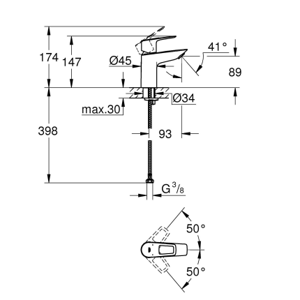 23337001 *Смеситель для раковины GROHE BauLoop, S-Size, хром