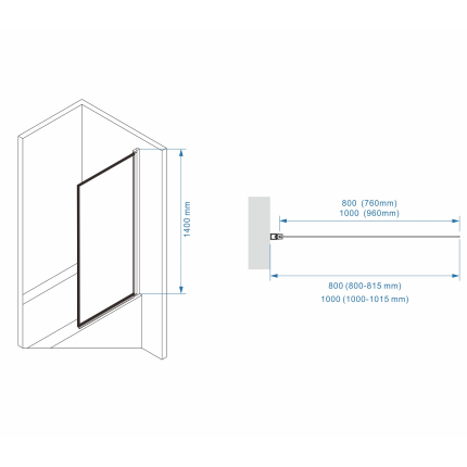 Шторка для ванны Minotti Vento  800*1400 Black