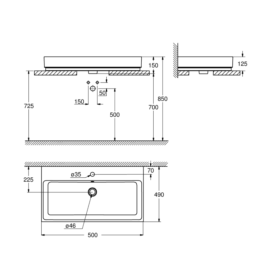 3947800H *Раковина GROHE Cube Ceramic 50 см, накладная, альпин-белый