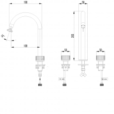 Смеситель для раковины на три отверстия Minotti Elegante Gun Metal