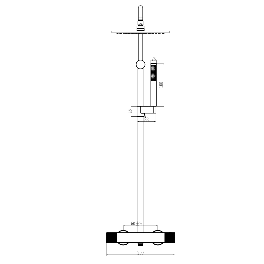 Душевая система с термостатом Minotti Alto Black