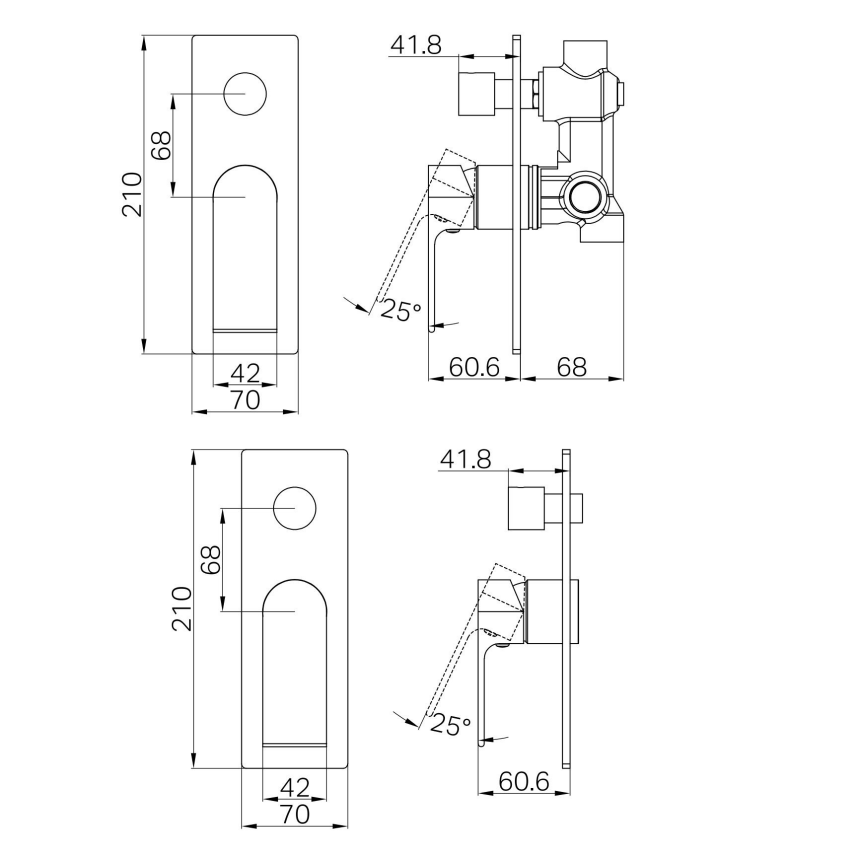 Душевая система скрытого монтажа Minotti Style Cube brushed nickel