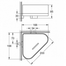 41038000 Полочка для душа GROHE Selection, угловая, с держателем, хром/прозрачный белый