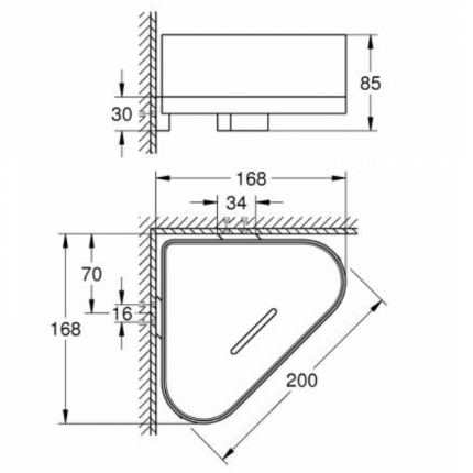 41038000 Полочка для душа GROHE Selection, угловая, с держателем, хром/прозрачный белый