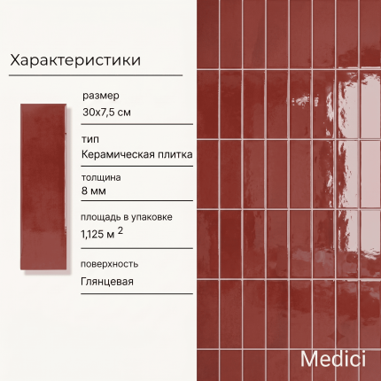 Керамическая плитка M7532P10 red glossy