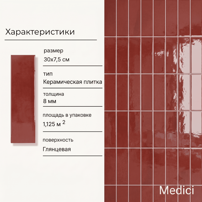 Керамическая плитка M7532P10 red glossy