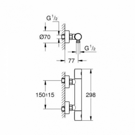 34765000 Термостат для душа Grohtherm 800 Cosmopolitan, внешний монтаж, хром