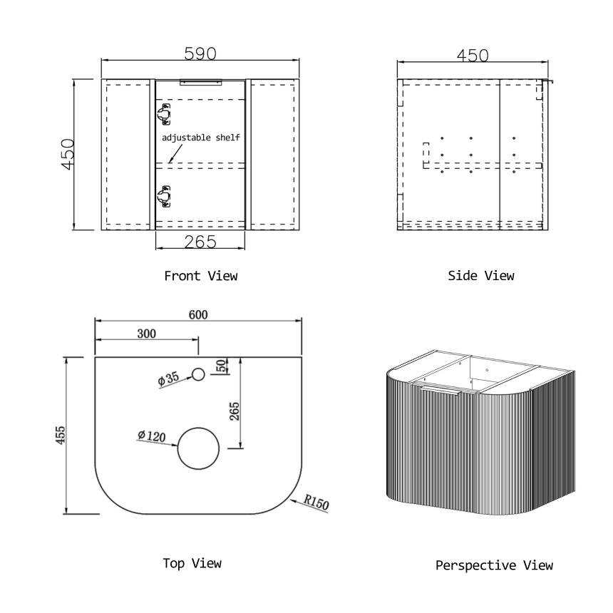 Тумба для ванной комнаты в комплекте со столешницей и раковиной Minotti Gesto 60см
