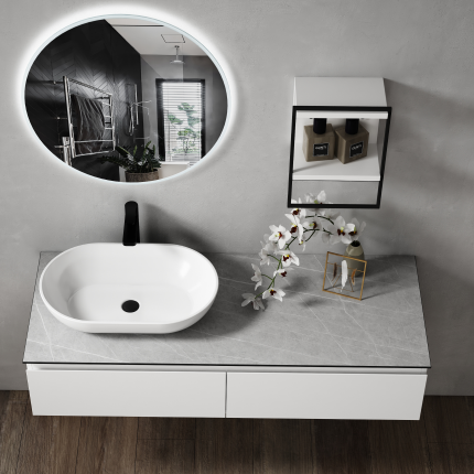 Тумба для ванной комнаты в комплекте со столешницей и раковиной Minotti Bruno 120см