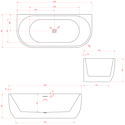 Отдельностоящая ванна Minotti Gloria 180*80