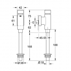 37346000 Смывное устройство для писсуара GROHE Rondo, без запорного вентиля