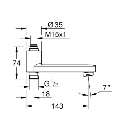 13450000 Поворотный излив для ванны GROHE, со встроенным переключателем, хром