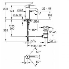 23589GN1 Смеситель для раковины GROHE Essence+ с донным клапаном, S-size, холодный рассвет матовый