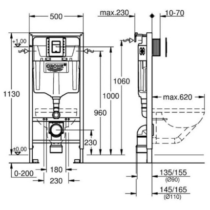 Инсталляция Grohe c унитазом Minotti Base