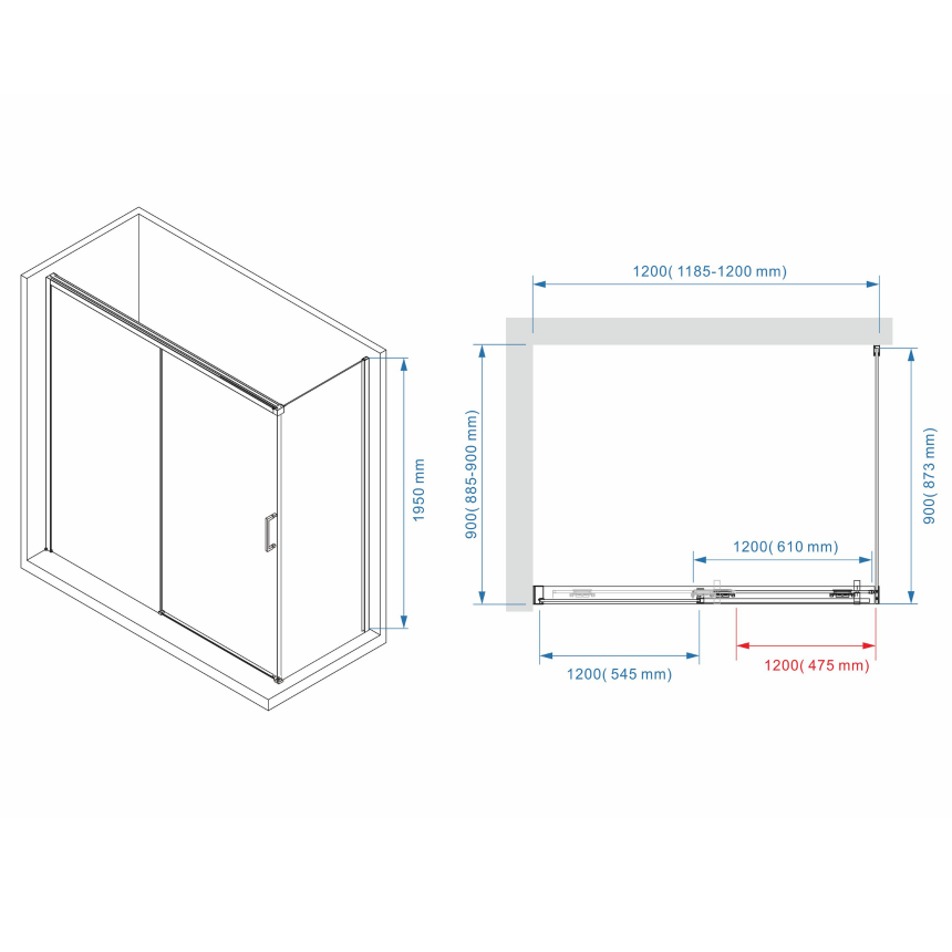 Душевое ограждение Minotti Classic 1200*900 Gold