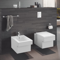 3924500H GROHE Cube Ceramic Унитаз подвесной, безободковая чаша, каскадный смыв,горизонтальный выпуск