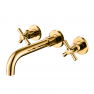 Настенный смеситель для раковины на три отверстия LUSSO Classic Gold
