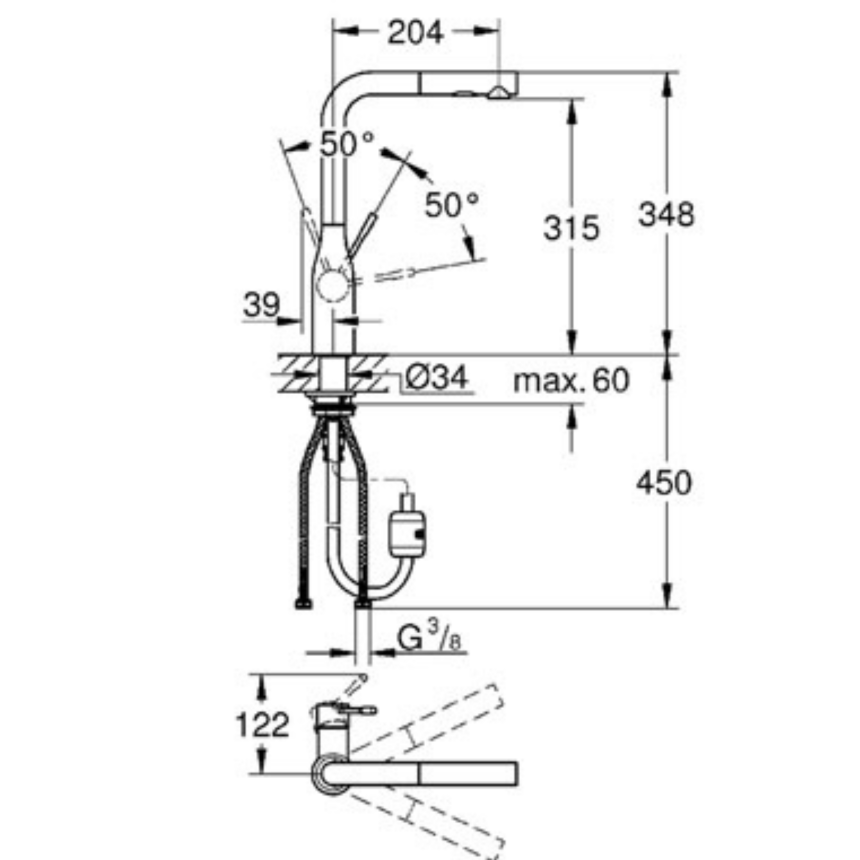 30270000 *Смеситель для мойки GROHE Essence+, хром