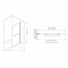 Шторка для ванны Minotti Classic с держателем 800*1400 black